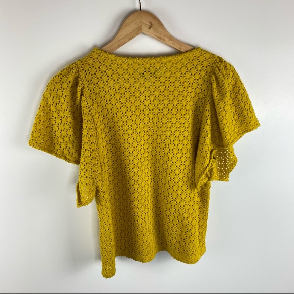 MADEWELL Mustard Texture and Thread Butterly Sleeve Top - Picture 6 of 7